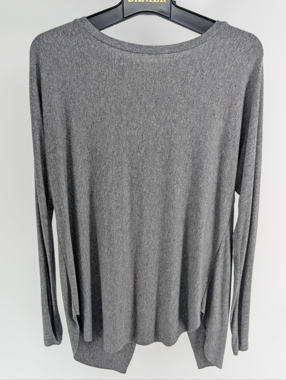 Wilfred Heather Gray Long Sleeve Crewneck Top With Split Back